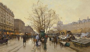 De Docks van Parijs door Eugene Galien Laloue