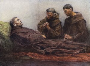 Sint-Franciscus ziek in het bisschoppelijk paleis in Assisi