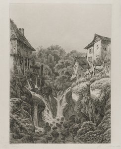 De molen en waterval van Grésy bij Aix-les-Bains, 1856 door Eugene Bléry