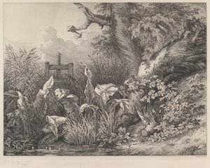 Waterzuring en bramen bij een sluis, 1843