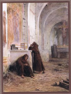 Broeder Giles en zijn metgezel flauwvallen van honger in een verlaten kerk