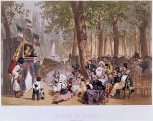 Het Guignol Theater op de Champs Elysees, 1856