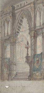 Ontwerp voor een Toneelset in de Opéra, Parijs: Kerkinterieur, 1830-1890