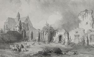 Pittoreske en Romantische Reizen in het Oude Frankrijk. Bretagne: Abdij van Relec door Eugene Ciceri