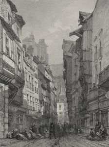 Pittoreske en Romantische Reizen in het Oude Frankrijk. Bretagne: Grote Oude Straat in Nantes