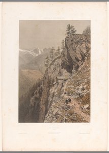 Wandelaars op bergpad bij Chamonix en de Mont Blanc