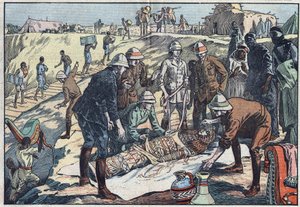 Een Engelse missie, in opdracht van graaf Byron de Prorok (1896-1954), een archeoloog, ontdekte het graf van Tin-Hahan in de Hoggar. Illustratie van Damblans. In 