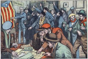 Catalaanse separatisten bereiden hun complot voor in Parijs. Illustratie van Damblans. In 