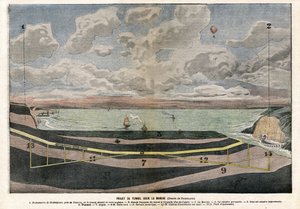 Kanaaltunnelproject tussen Dover en Sangatte door Eugene Damblans