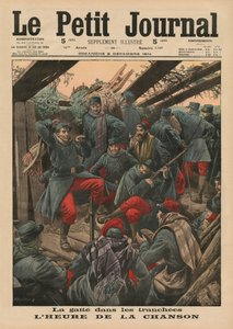 Gelukkig feest in de loopgraven, zangtijd, voorpagina illustratie uit 