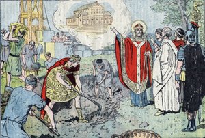 De Romeinse keizer Constantijn I (272-337), na zijn doop door paus Sylvester, besloot de Basiliek van de Heilige Verlosser in Lateranen (nu Sint-Jan van Lateranen, San Giovanni in Laterano) te bouwen, die in 324 werd ingewijd, en nam twaalf manden door Eugene Damblans