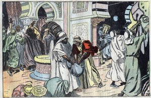 De Wahabieten, na de inname van Mekka, plunderden het paleis van koning Hoessein. Illustratie van Damblans. In 