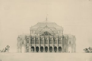 Frankrijk, Parijs, Ontwerpen ingediend door Viollet le Duc in wedstrijd voor bouw van nieuw operagebouw van Parijs door Eugene Emmanuel Viollet le Duc