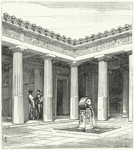 Dorische binnenplaats van een oud-Grieks huis door Eugene Emmanuel after Viollet le Duc