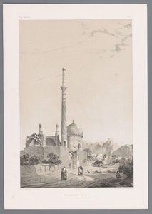 Baba Sukhte moskee met de Bagh-e-Ghoushkhane minaret in Isfahan door Eugene Flandin