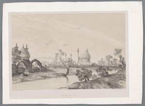 Moskee van de sjah of Koningsmoskee in Isfahan door Eugene Flandin
