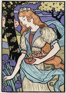 Kunst. Vrouwen in Art Nouveau stijl. Illustratie door E. Grasset, Frankrijk, ca. 1890 door Eugene Grasset