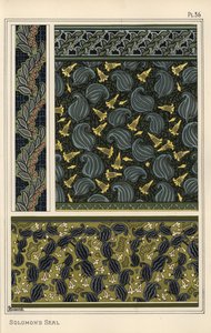 Salomonszegel, Polygonatum multiflorum, als ontwerp motief in behang, randen en stof door Eugene Grasset