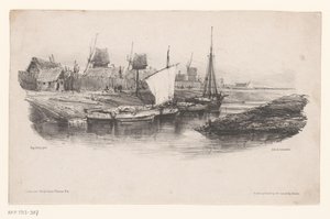 Haven met boten en windmolens