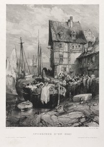 Zes Mariniers: Binnenkant van een Haven door Eugene Isabey