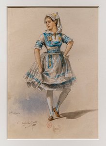 De Korrigane. Ballet van Charles-Marie Widor, kostuummodel. 1880, pen, aquarel en gouache op papier.