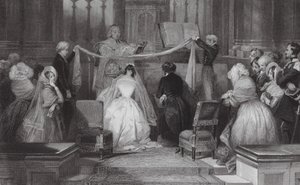 Een Frans huwelijk bij St Roch, Parijs (gravure)