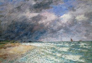 Boten op de monding van de Seine, 1880 door Eugene Louis Boudin