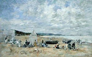 Strandscène door Eugene Louis Boudin