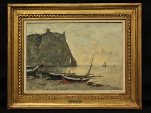 Boten bij Etretat, ca. 1860