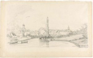 Kanaalscène nabij Brussel door Eugene Louis Boudin