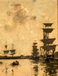 Deauville: Schoeners voor anker, 1887 door Eugene Louis Boudin