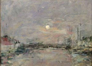 Schemering op de commerciële dok in Le Havre door Eugene Louis Boudin