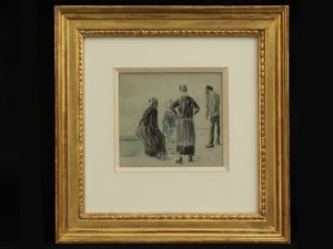 Figuren op een strand door Eugene Louis Boudin