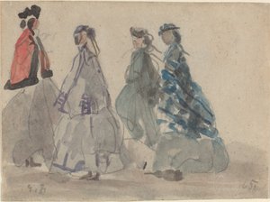 Vier vrouwen in Trouville, 1865
