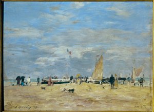 De pier van Deauville door Eugene Louis Boudin