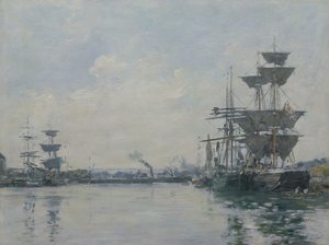 Le Havre, schepen in een bassin
