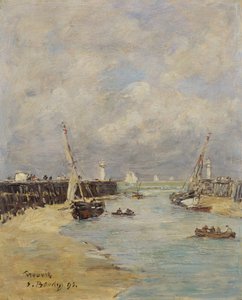 Laag tij in Trouville, 1895 door Eugene Louis Boudin