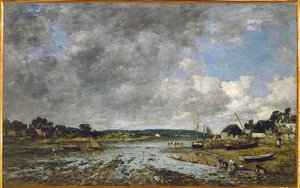 Normandische wasvrouwen aan de kust