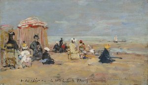Op het strand door Eugene Louis Boudin
