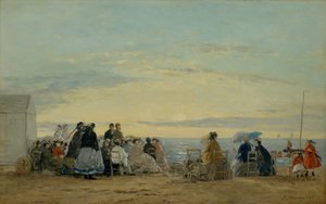 Op het Strand, Zonsondergang, 1865 door Eugene Louis Boudin