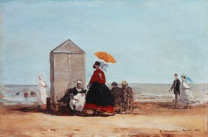 Op het strand van Trouville, 1865 door Eugene Louis Boudin