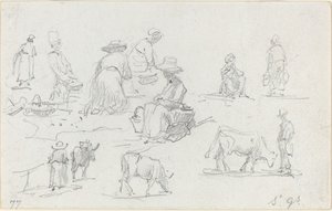 Boeren en Koeien [recto], 1877 door Eugene Louis Boudin