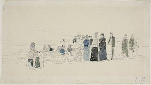 Rokken op het Strand (recto); Bretonse Vrouwen op het Strand (verso) door Eugene Louis Boudin