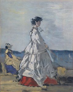 Prinses Pauline Metternich 1836-1921 op het strand, ca. 1865-67 door Eugene Louis Boudin