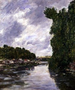 Rivier bij Abbeville door Eugene Louis Boudin
