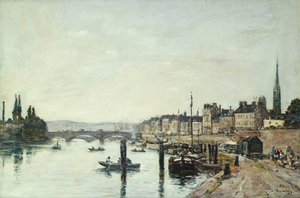 Rouen, de Seine en de Pont Corneille door Eugene Louis Boudin