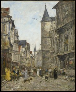 Rue Saint-Romain, Rouen door Eugene Louis Boudin