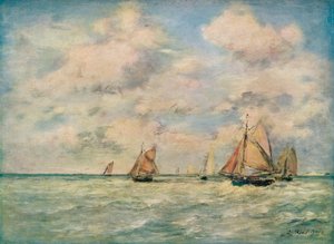 Sortie Des Barques A Trouville door Eugene Louis Boudin