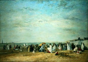 Het strand door Eugene Louis Boudin