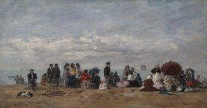 Het strand van Trouville, 1871 door Eugene Louis Boudin